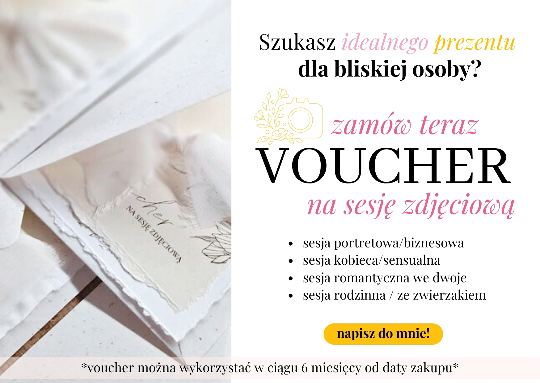 zaproszenie sesja zdjeciowa Voucher fotograf Poznan - SESJA W PREZENCIE